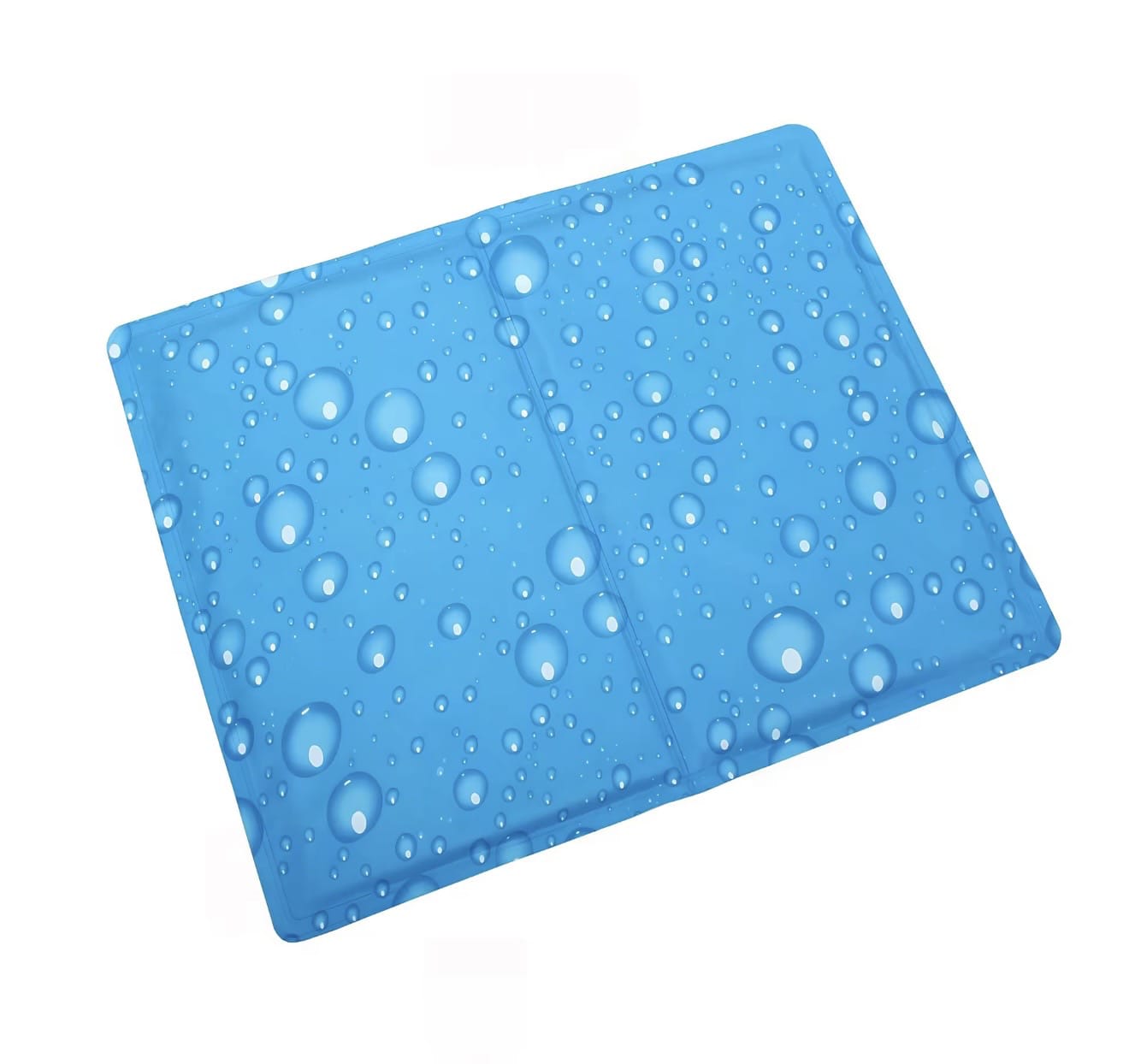 Pawfectly Cool pet cooling mat for dogs and cats

Blue self-cooling gel mat for pets on hardwood floor

Small dog lying on Pawfectly Cool pet cooling pad

Portable pet cooling mat for summer travel