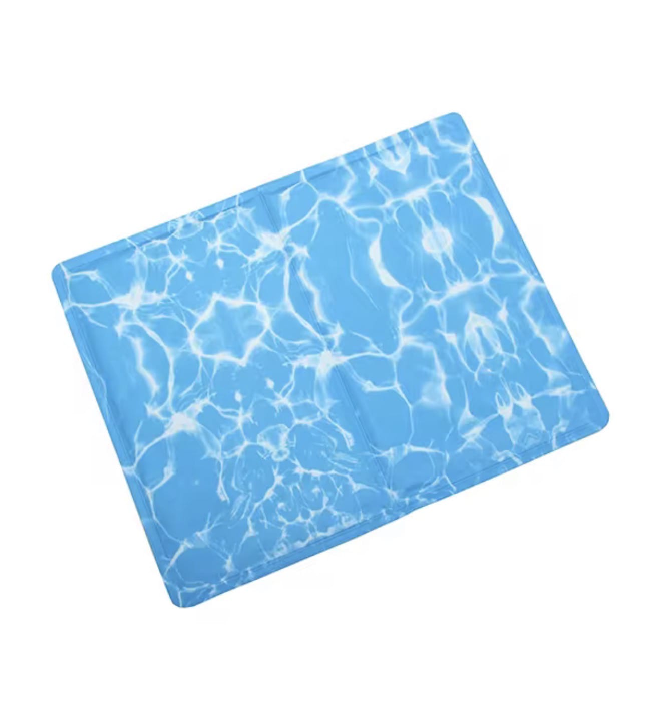 Pawfectly Cool pet cooling mat for dogs and cats

Blue self-cooling gel mat for pets on hardwood floor

Small dog lying on Pawfectly Cool pet cooling pad

Portable pet cooling mat for summer travel